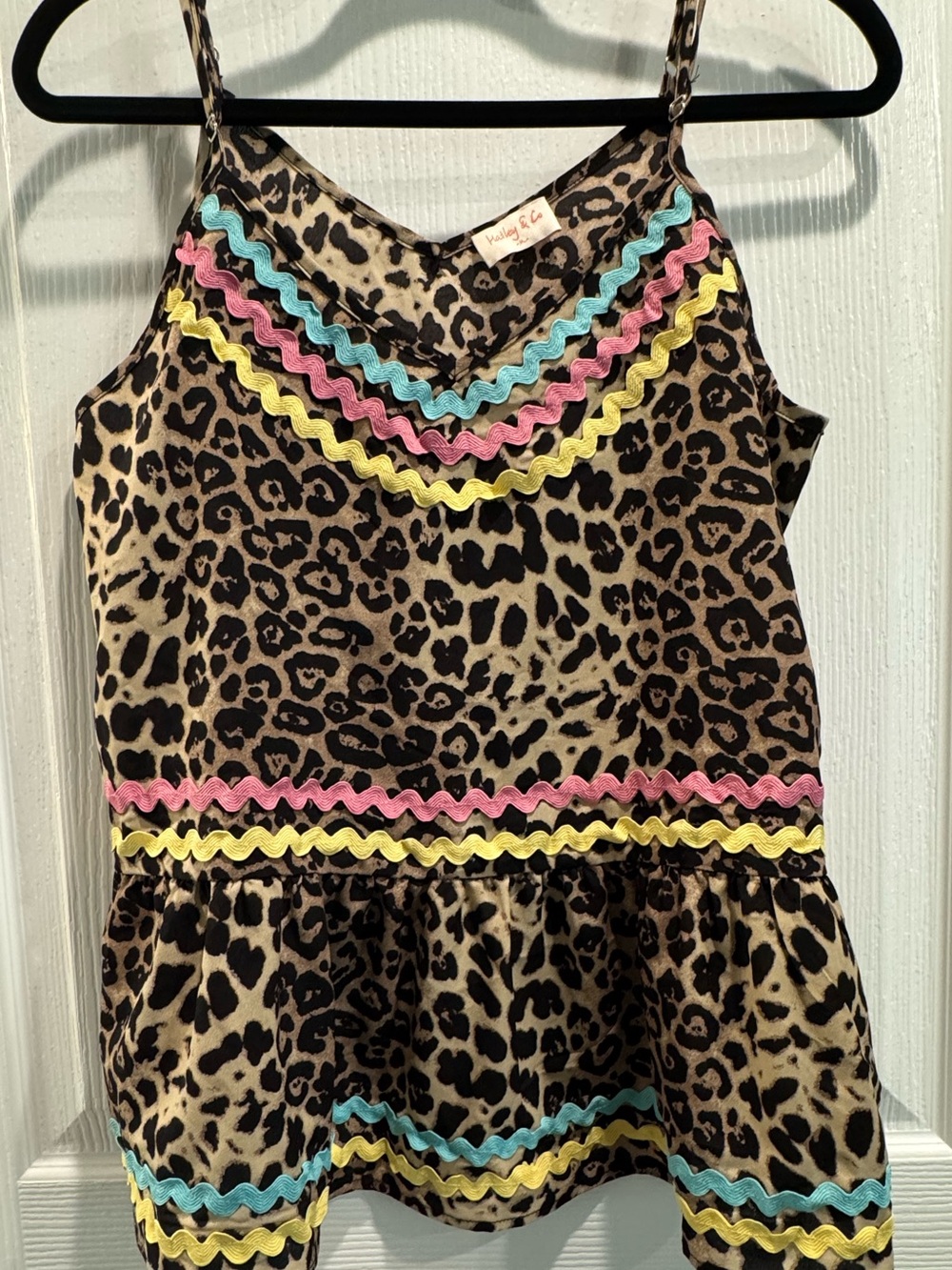 Hailey & Co Leopard Print Babydoll Cami | Medium | Ric Rac Trim |